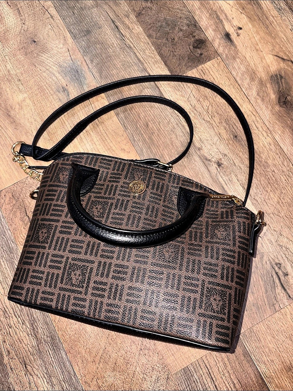 Anne Klein New Recruits Dome Satchel Brown & Black